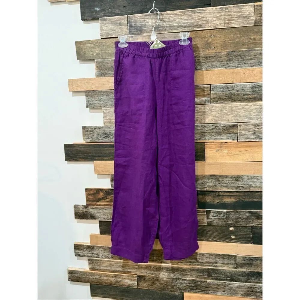 Gudrun Sjoden NWT linen purple trousers pants size XS